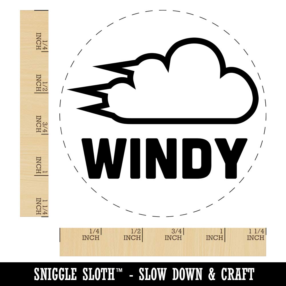 Windy Wind Weather Day Planning Rubber Stamp for Stamping Crafting Planners - 1-1/4 Inch Large
