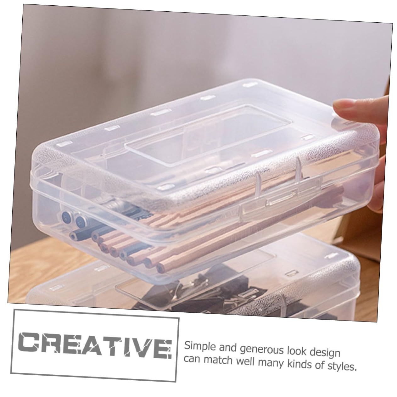 Set 6 Astucci Trasparenti in Plastica Impilabili Coperchio Rapido, Organizer per Cancelleria per Studenti e Insegnanti, Porta Penne e Matite per Scuola e Ufficio