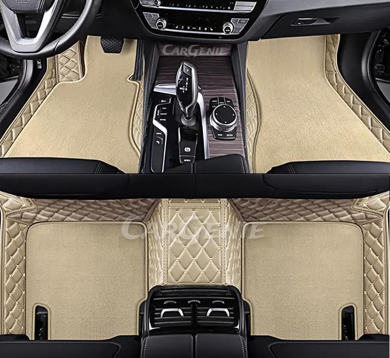 7D Car Floor Mats for Tata Sierra 2025 | Waterproof | Anti-Slip | PU Leather | Full Coverage | All Weather | Custom Fitted 7D Car Foot Mats - Beige