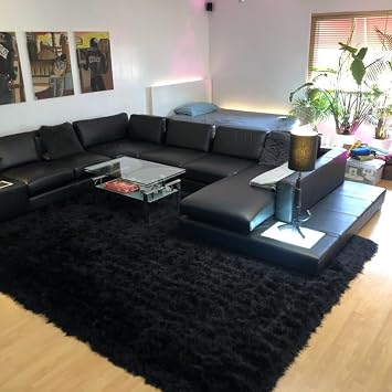 Glorious 5x7 Feet Light Grey Shag Area Rug Solid Soft Plush Pile Shaggy Modern Contemporary Decorative Designer Indoor Carpet Black, 5x7 Feet