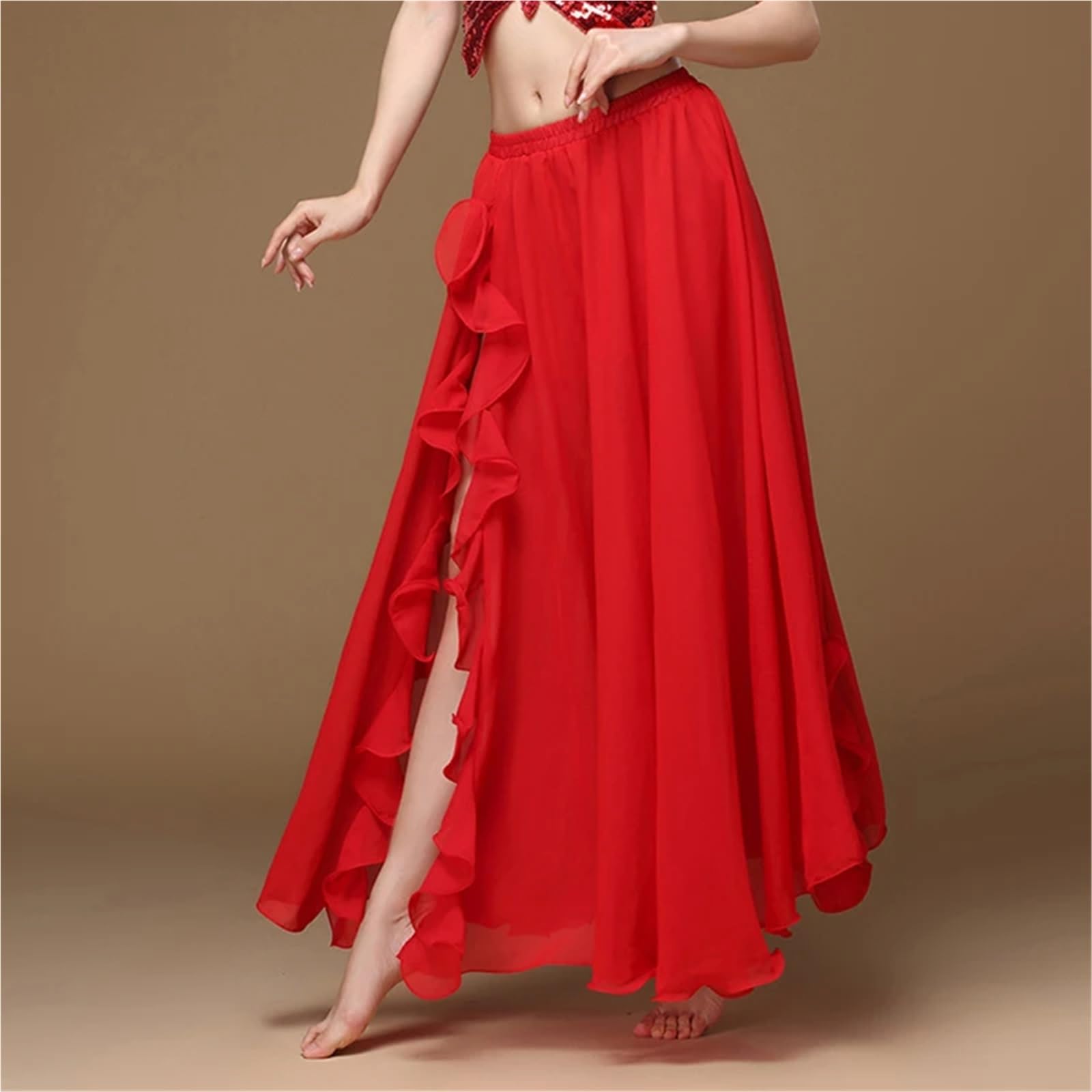 Vestido Largo De Danza Del Vientre Para Mujer Falda larga de satén blanca for danza del vientre, faldas de danza del vientre for mujer, falda profesional for danza del vientre Para SeñOras Faldas(Ligh