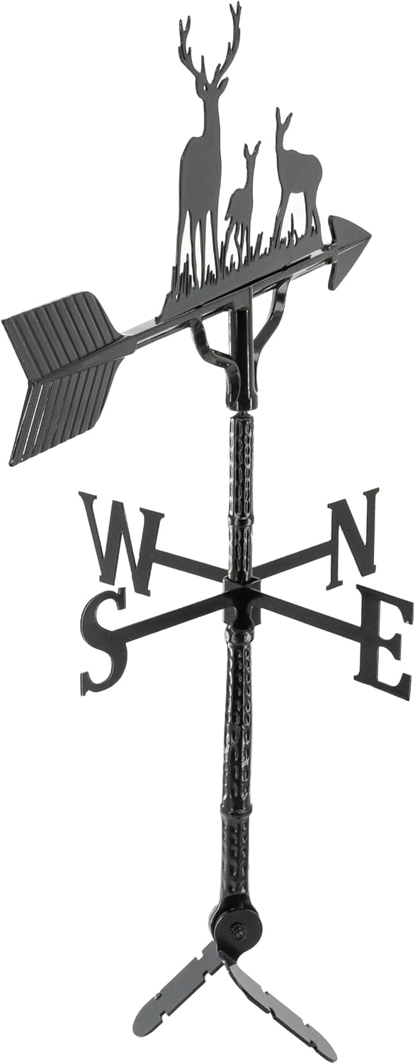 Montague Metal Products Deluxe Deer Family Weathervane - 14 Ornament Colors Available - Roof Mount Included (4 to Choose from) - Buck Deer Roof Mount Weathervane - Hunter Decor