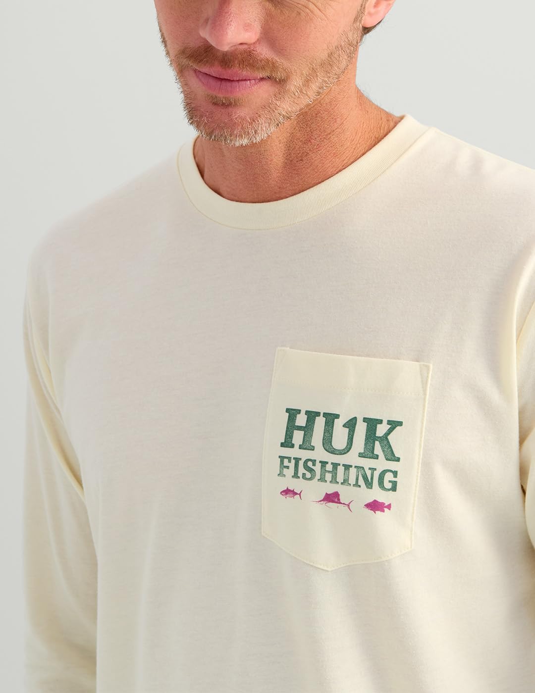 HUK Men's Pocket Tee, Comfortable Performance Fishing Long Sleeve T-Shirt with Chest Pocket
