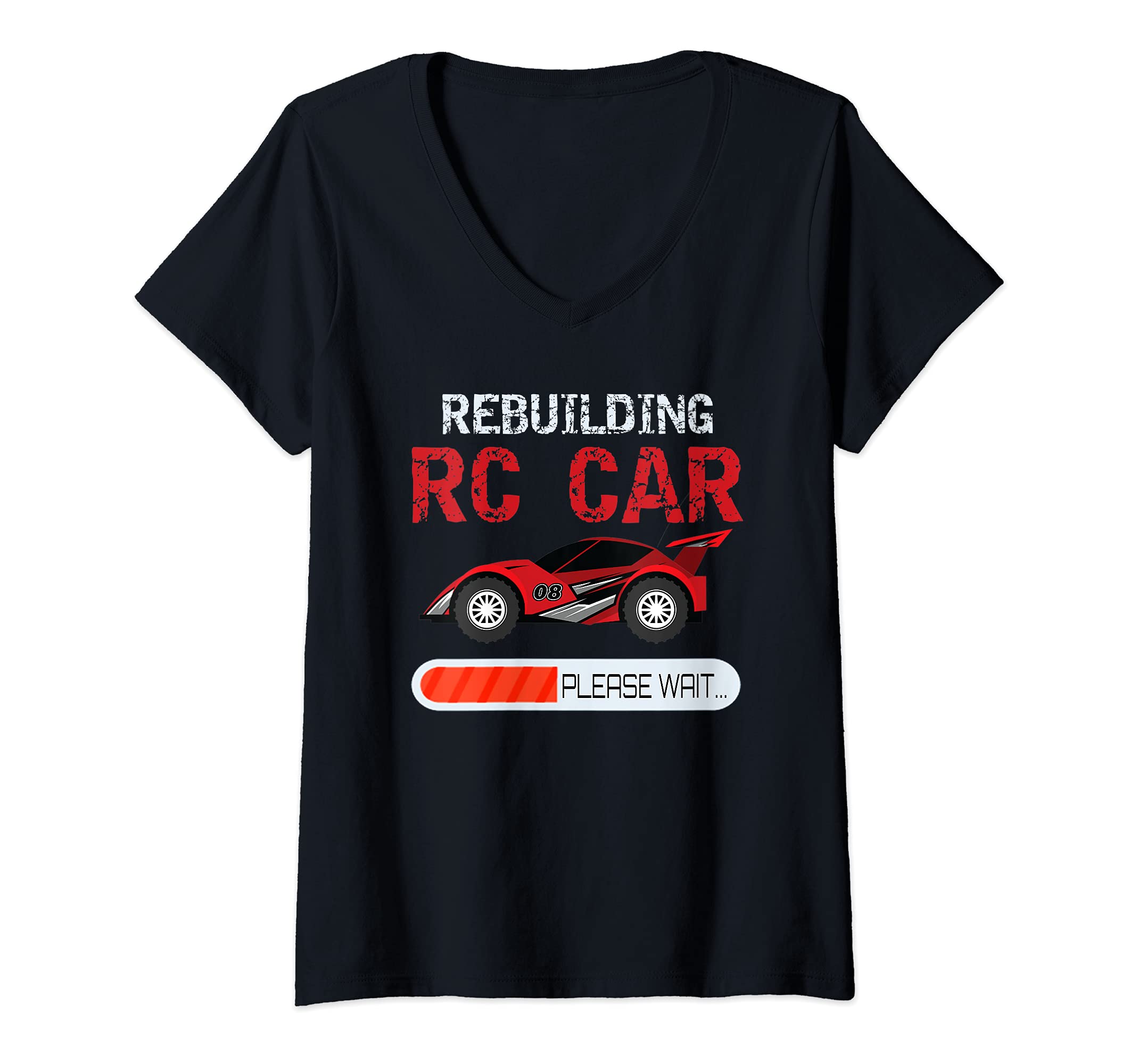 Womens Rebuilding RC Car Remote Control Toy Car V-Neck T-Shirt
