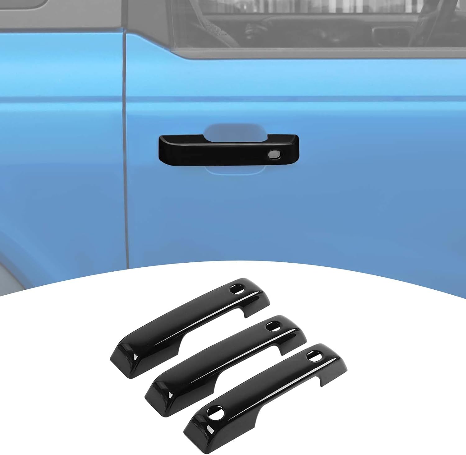 for Bronco Door Handle Cover Trim Black Fit for Ford Bronco 2021 up Black Exterior Accessories 3pcs