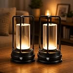 Black Rechargeable LED Table Lamp – Portable Crystal Lantern with Touch Control, 3-Color Dimmable Light, 2000mAh Battery for Indoor & Outdoor Use