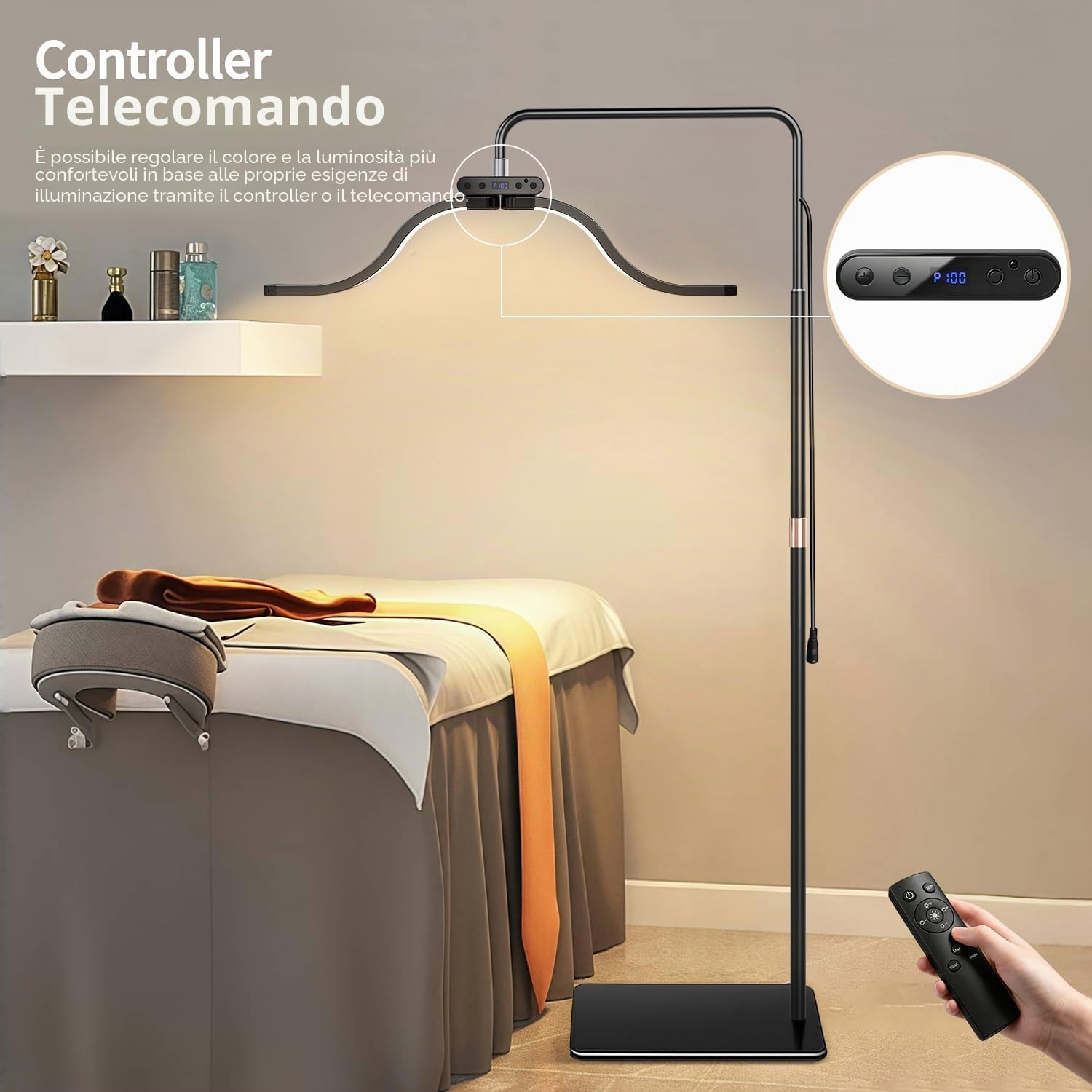 Nuvole Lampada Estetista Lampada per Extension Ciglia con Supporto per Telefono, Tatuatore, Onicotecnica – Luce Anulare LED Fredda-Luce Calda con Luminosità e Altezza Regolabili Lampad Estetista