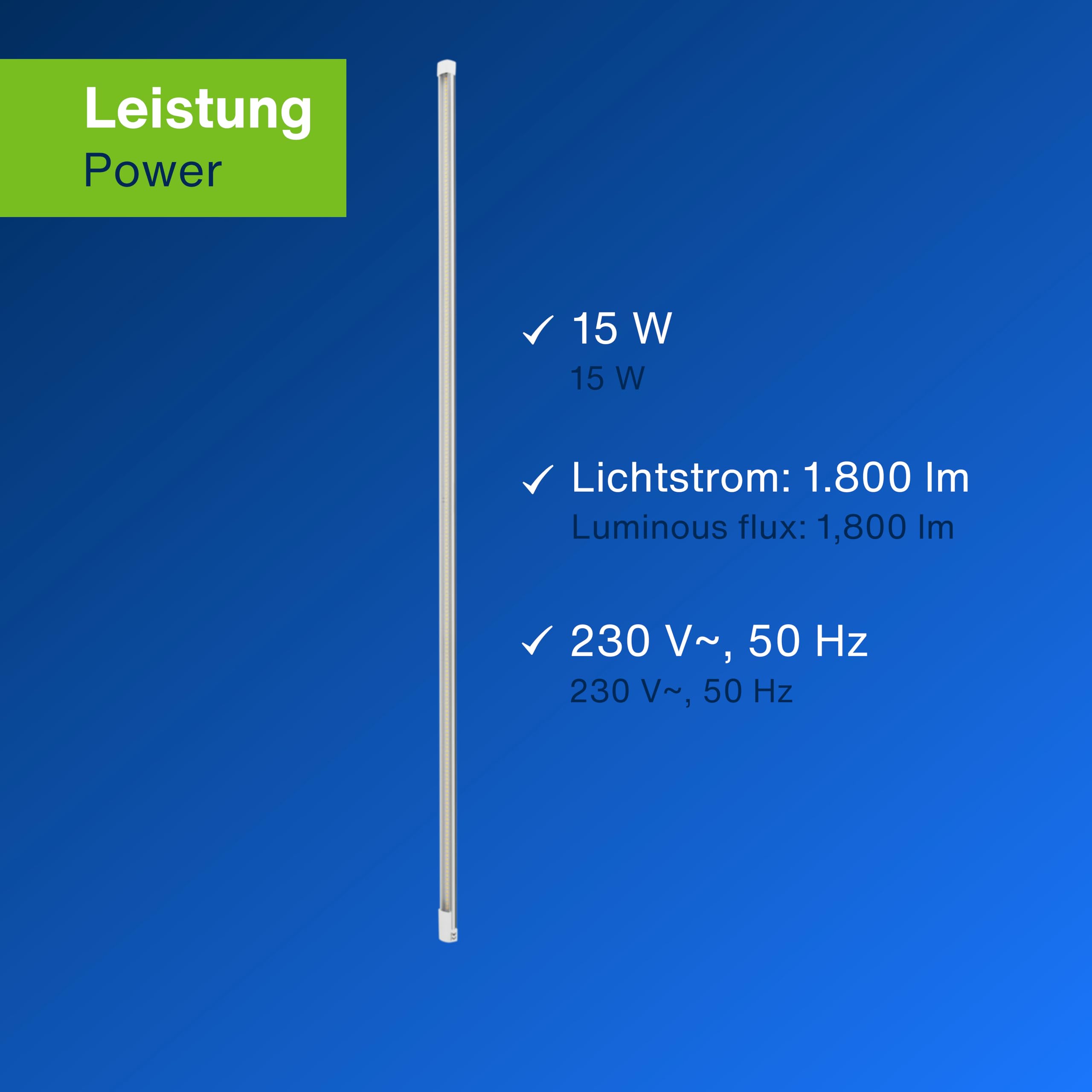 REV - LED Unterbauleuchte XS mit Sensor, 25.000h, Lampe 15W, 1800lm, 1000 x 20 x 15 mm, silber