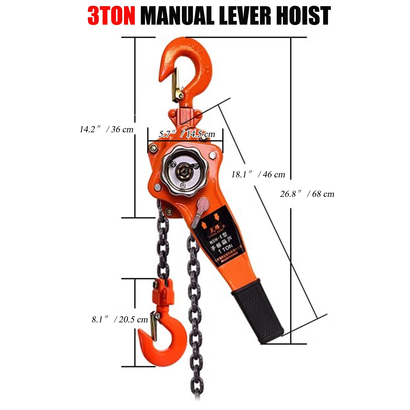 Manueller Handkettenzug Aus Legiertem Stahl Mit 2 Hochleistungshaken, Handkettenzug Mit Doppelbackenbremse, For Schweres Heben Und Riggen(3ton-20ft)