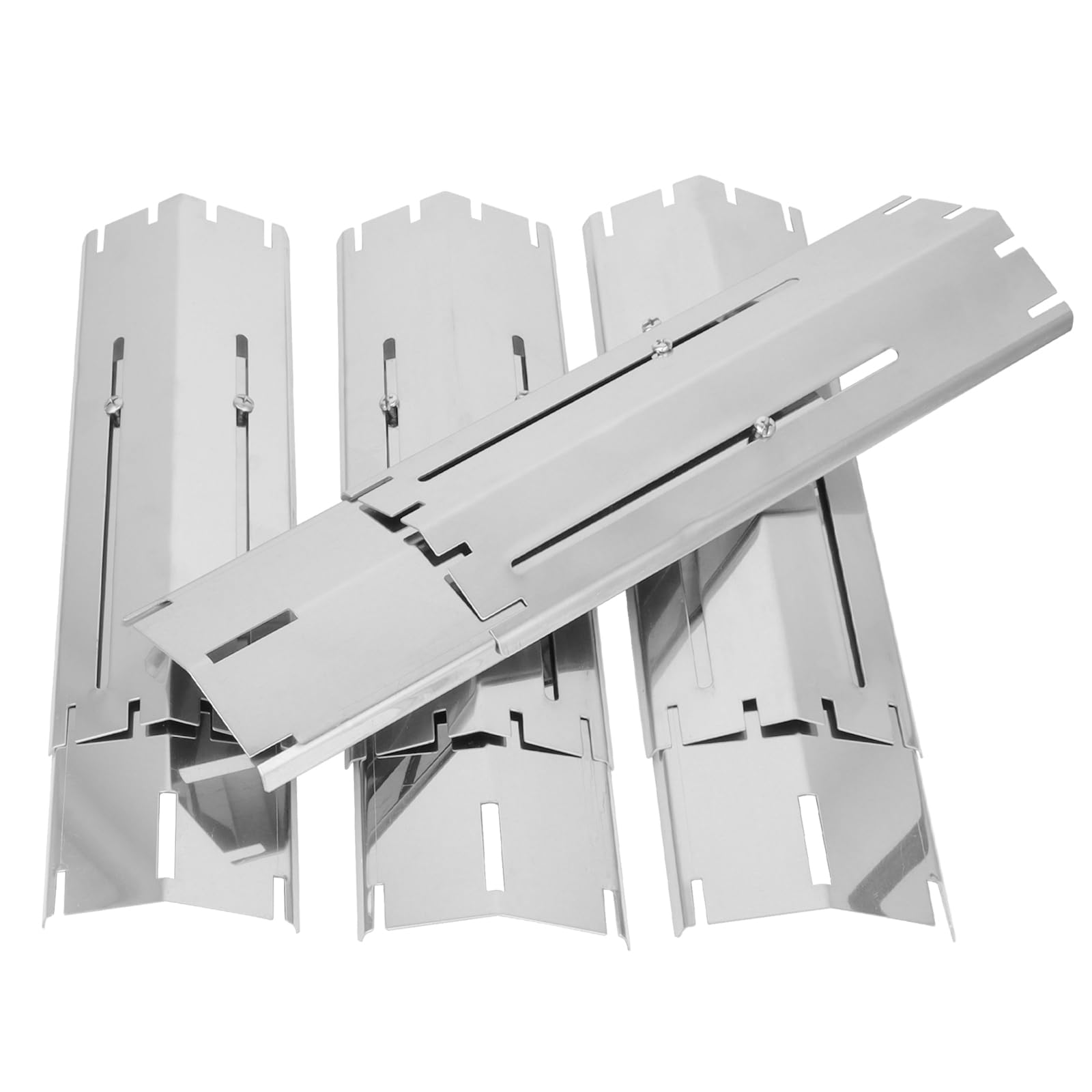 4-Pack Universal Grill Heat Plates Extends from 11.75" up to 21" Adjustable Stainless Steel Heat Shield, Flavorizer Bar, Grill Heat Tent, Burner Cover, Flame Tamer for Gas Grill Parts