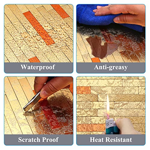 Tidecarpe Backsplash Tile Peel And Stick Marble Self-Adhesive Wall Tile Aluminum Metal For Kitchen Bathroom Cabinets Fireplace Gold Yellow 10 Sheets 12" X 11.8" X 0.16"… #TOP4