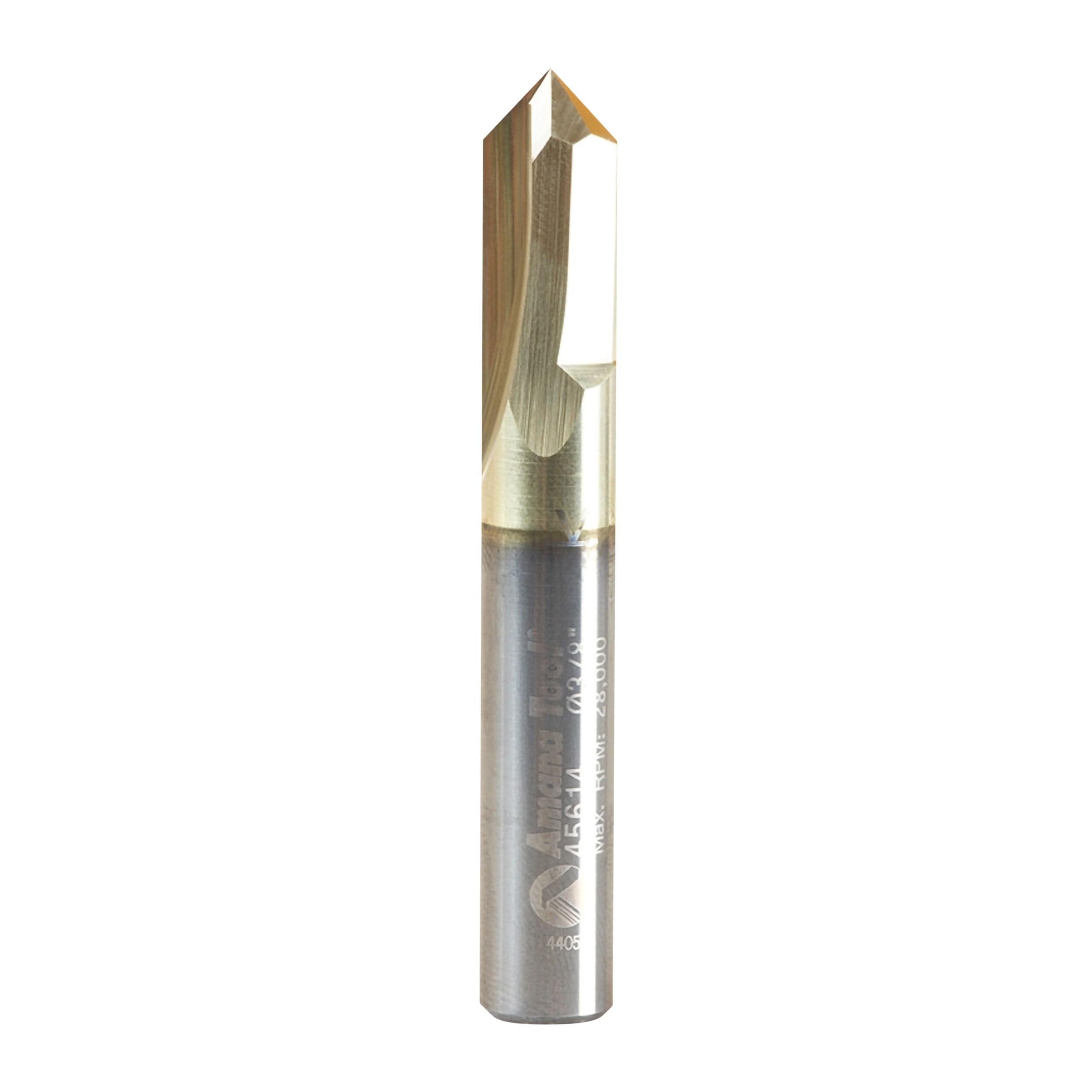 Amana Tool CNC Solid Carbide Zero-Point V-Groove and Engraving Router Bit, ZrN Coated, 45614, 90 Degree, 3/8 Dia x 3/4 CH x 3/8 Inch Shank