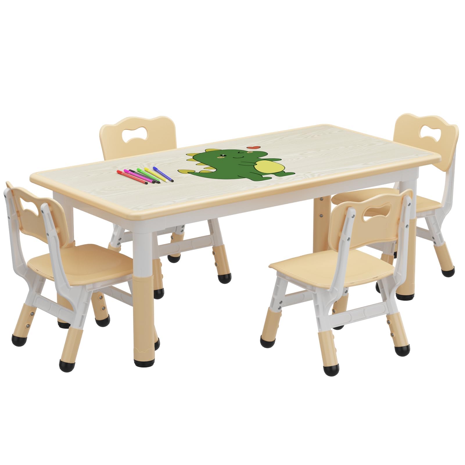 Table et chaises pour enfants Garvee avec hauteur réglable pour l'apprentissage