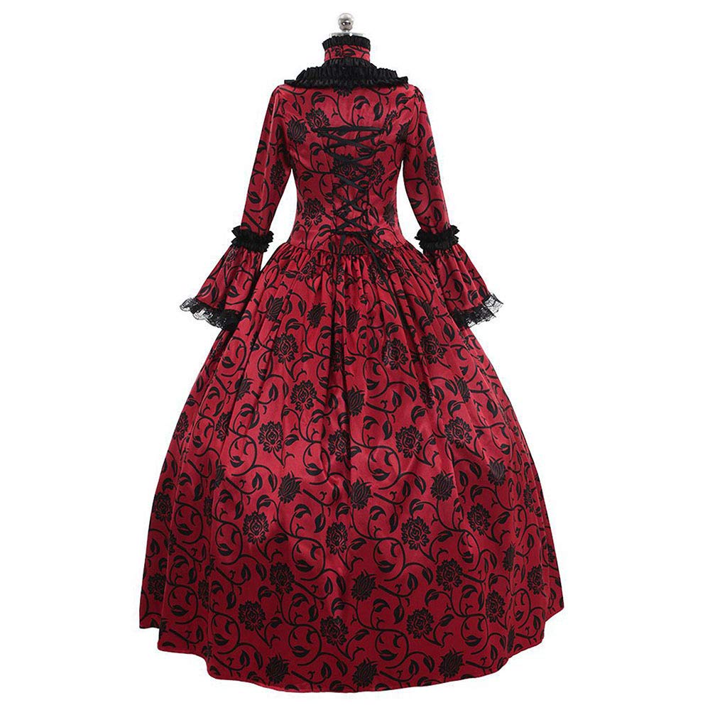 CAMDOM Abito da Donna Vittoriano da Festa Medievale Abito da Sera Formale in Raso con Maniche Svasate Costume Vintage Rinascimentale Vestito da Palazzo per Cosplay Carnevale e Balli