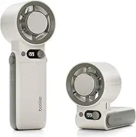 Basike Ventilador Portátil de Mão, Tecnologia Ice-Cooling Instantâneo, 199 Velocidades Ajustáveis&Turbo de Alta Velocidade, 10000mAh 24H, Ideal para Viagens, Acampamento e Ar Livre (Branco)