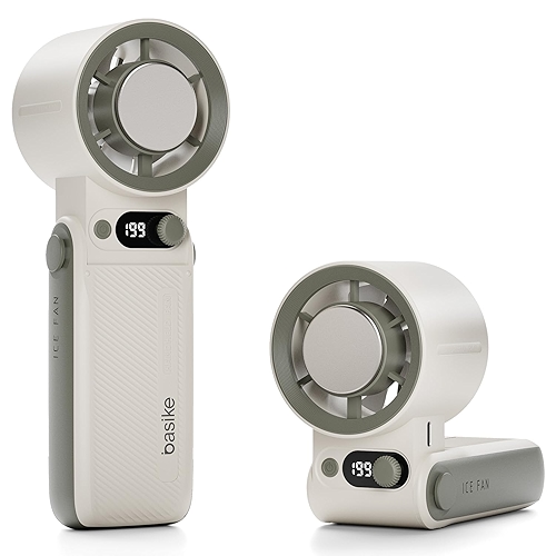 Basike Ventilador Portátil de Mão, Tecnologia Ice-Cooling Instantâneo, 199 Velocidades Aju... Basike Ventilador Portátil de Mão, Tecnologia Ice-Cooling Instantâneo, 199 Velocidades Aju...