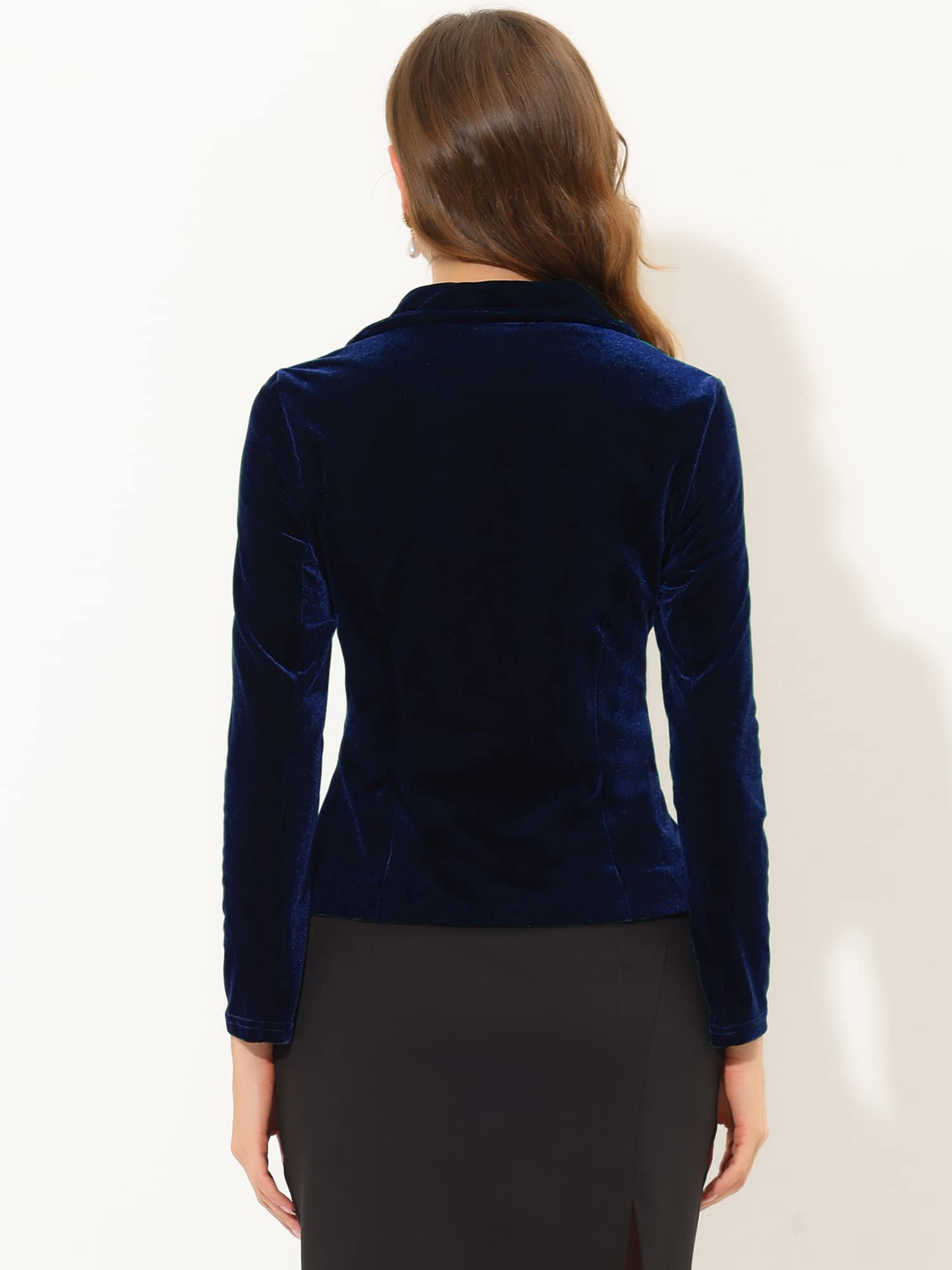 Allegra K Damen samt Blazer Revers mit Kerbe Bürobluse