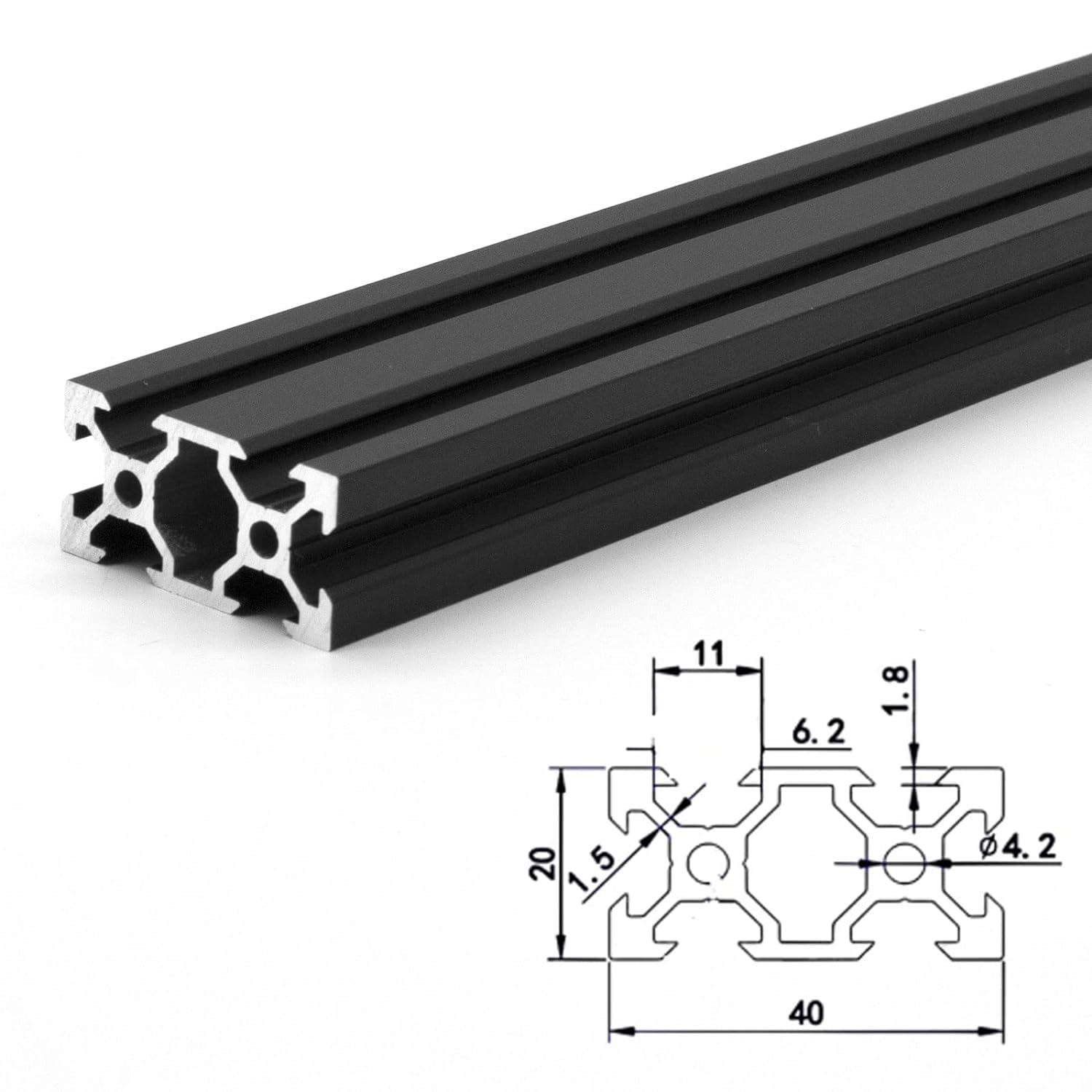 5Pcs V Slot 2040 Aluminum Extrusion Profile 800mm(31.4'') Black — Amazon image 4