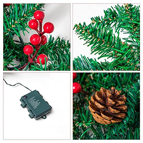 Hanizi 9 Ft Christmas Garland, Battery Operated 8 Lighting Modes, Lighted Christmas Garland With 50 Leds, Pine Cones, Red Berries #TOP5