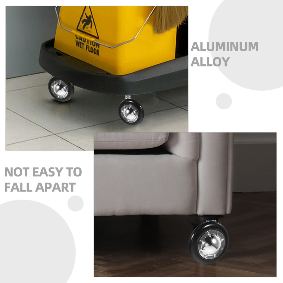Lurrose Ruote per Sedie Ufficio Facili da Installare e Silenziose 6 in Pvc e Lega di Alluminio per Pavimenti Duri e Sedie da Scrivania