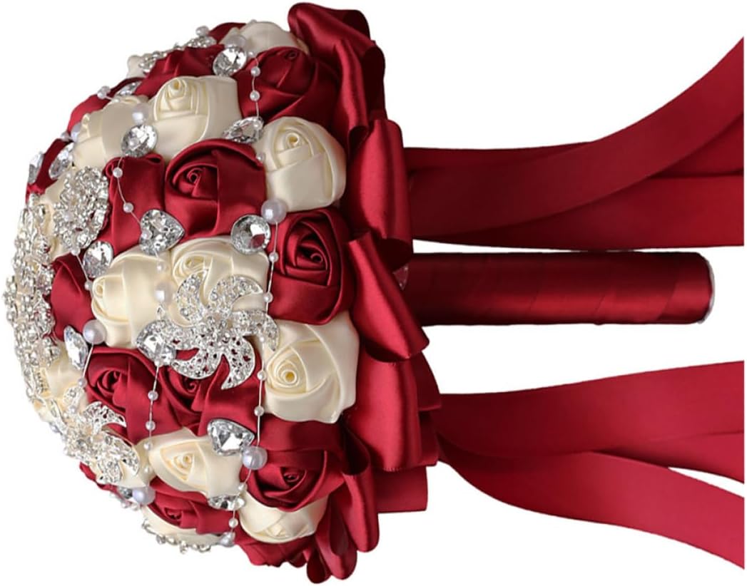 Cabilock Elegant Bride Wedding Bouquet Bridal Flower Wedding Reception Decor Lifelike Artificial Plant