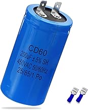 Iruihoo CD60 Motor Capacitor 200µF 450V 50/60Hz Starter Capacitor 200UF Plug for Electric Motor