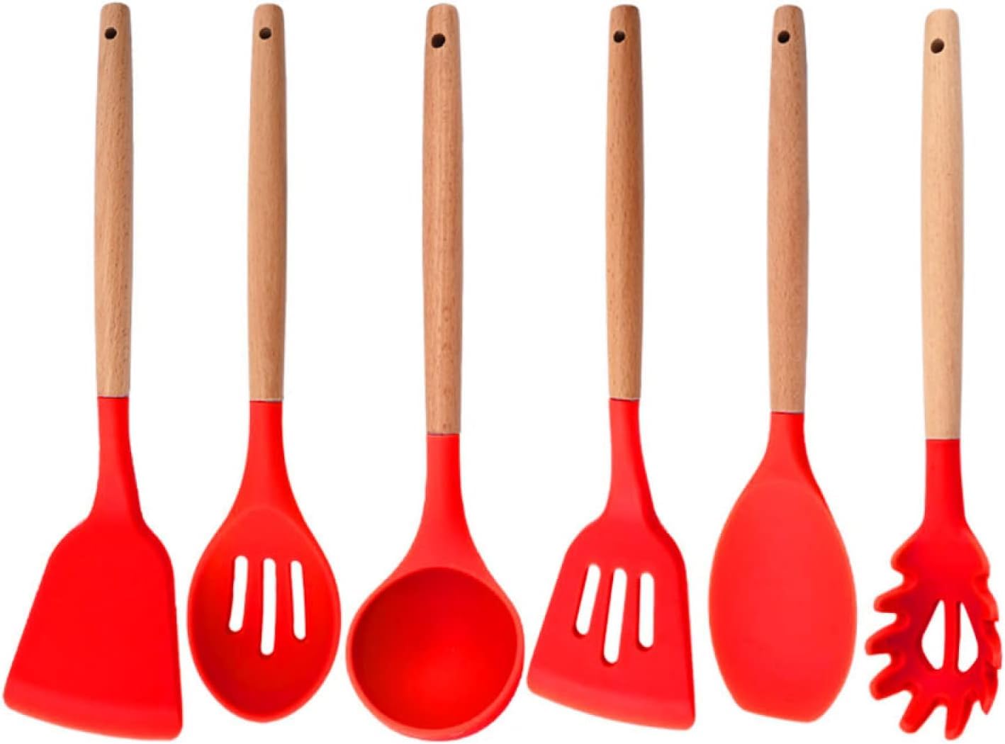 Kochutensilien-Set, Kochutensilien-Set, Silikon, Küchenutensilien, Schaber, Ölbürste, Schneebesen, Spatel, Kochutensilien, Mehrzweck-Kochgeschirr, 4 Stück (6 Stück, Regenbogen)