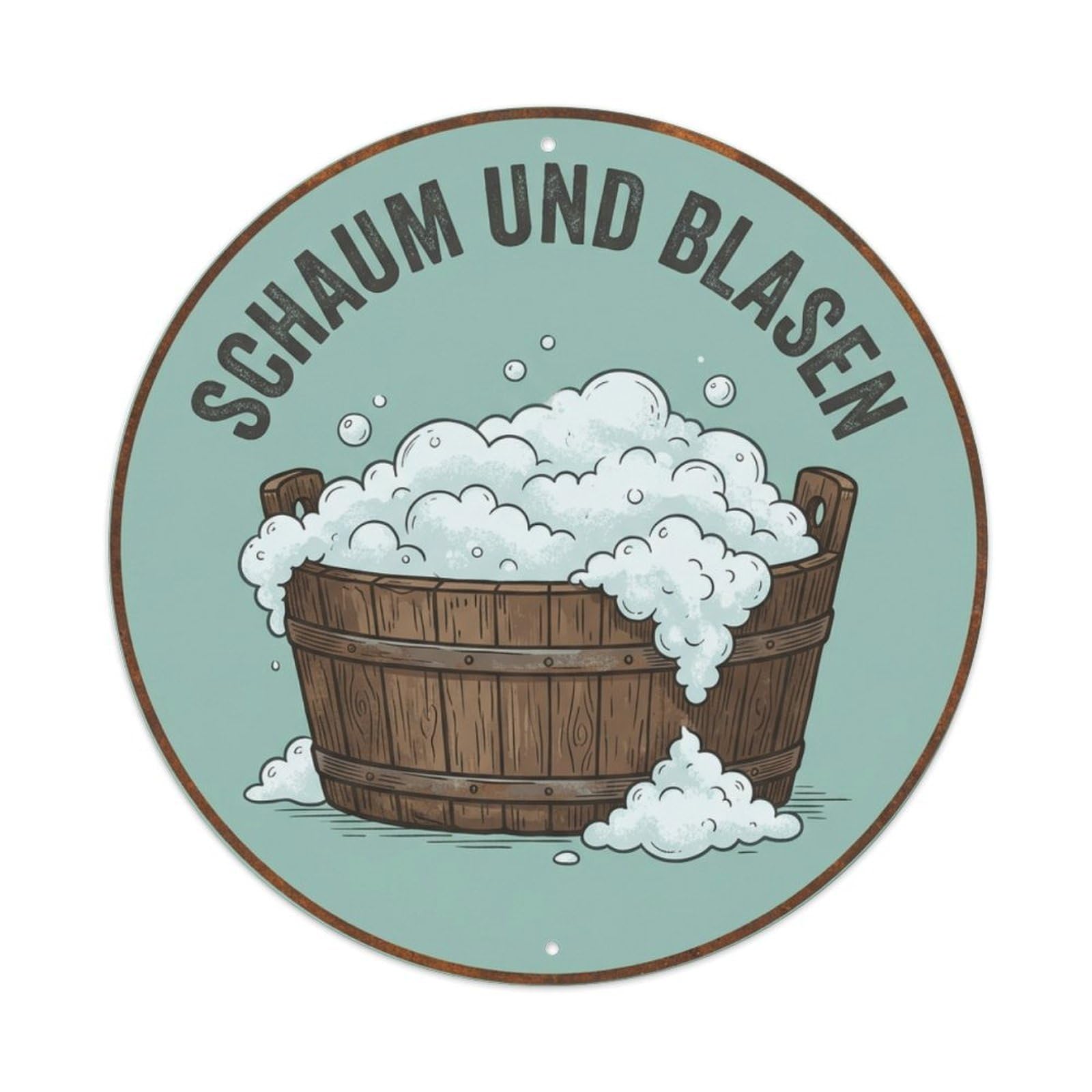 Suds And Bubbles Washroom Basket Hanging Metal Tin Sign