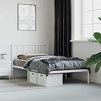 Vista 1 de Metal Bed Frame with Headboard Bed Frame Full Platform Bed Full Metal Bed Frames Full Bed Frame with Headboard Metal Bedframe White 39.4"x78.7