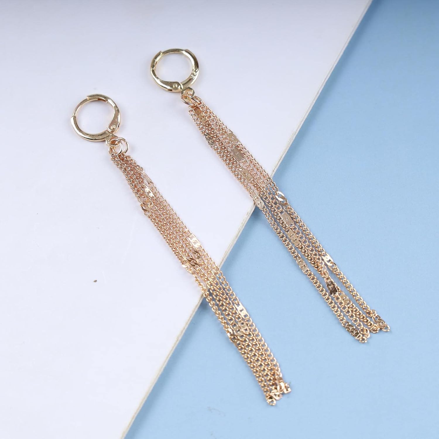 YienDoo Long Tassel Dangle Drop Earring Gold Sleek Metal Chain Drop Earrings Wedding Brial Tassel Earrings Statement Long Tassels Chain Hanging Earrings Jewelry for Women - Image 7