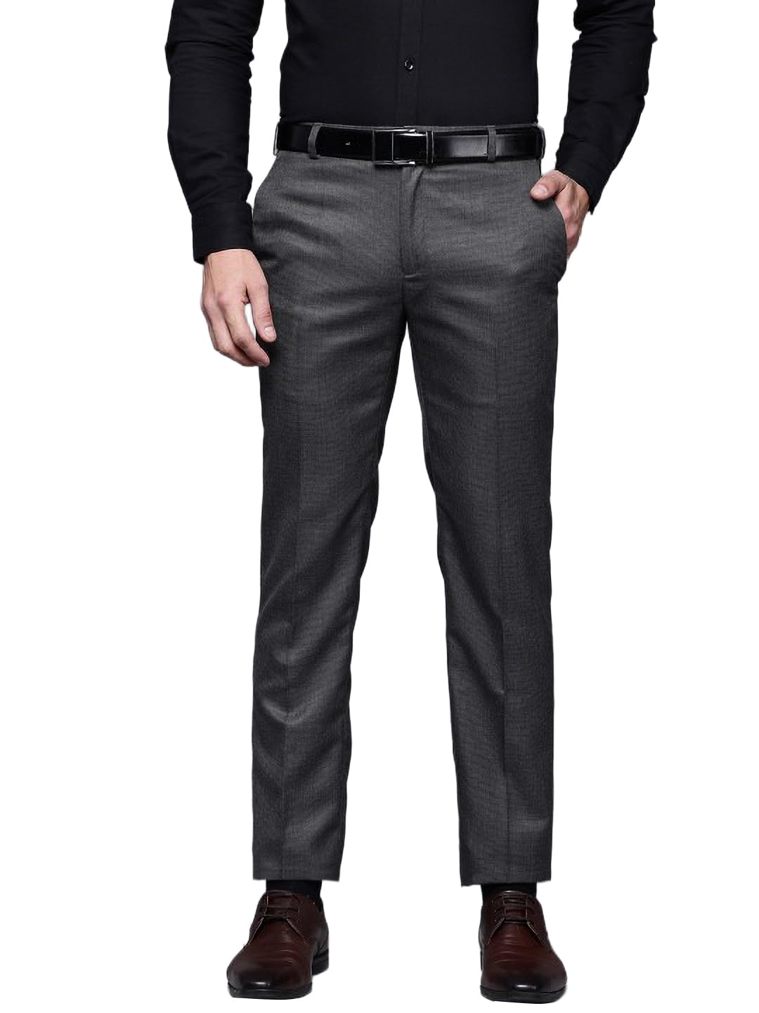 raymond Men's Slim Fit Structure Pattern Poly Viscose Blend Flat Front Formal Trouser-picture-58