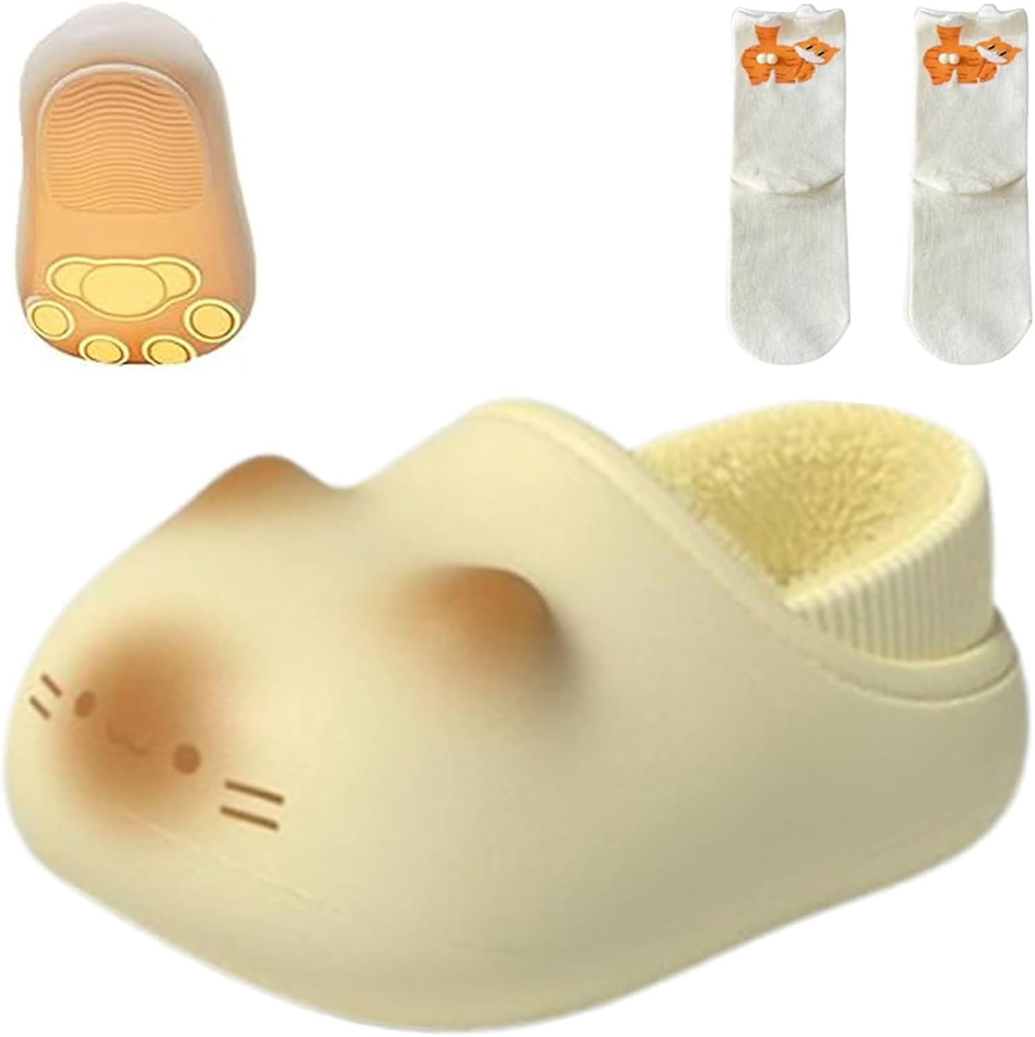 2026 Cat Paws Footprints Fluffy Plush Fleece Height Increase Slippers - Cute Animal Ultra-Thick Slipper with Paw Print