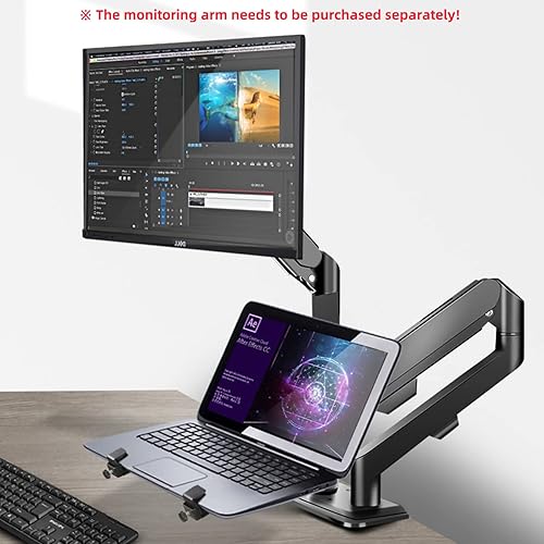 Miniatura 4 de Soporte de bandeja para portátil con soporte para tableta blanca 10-16 pulgadas Vesa 2.953 in y 3.937 in Placa de montaje con almohadilla deslizante