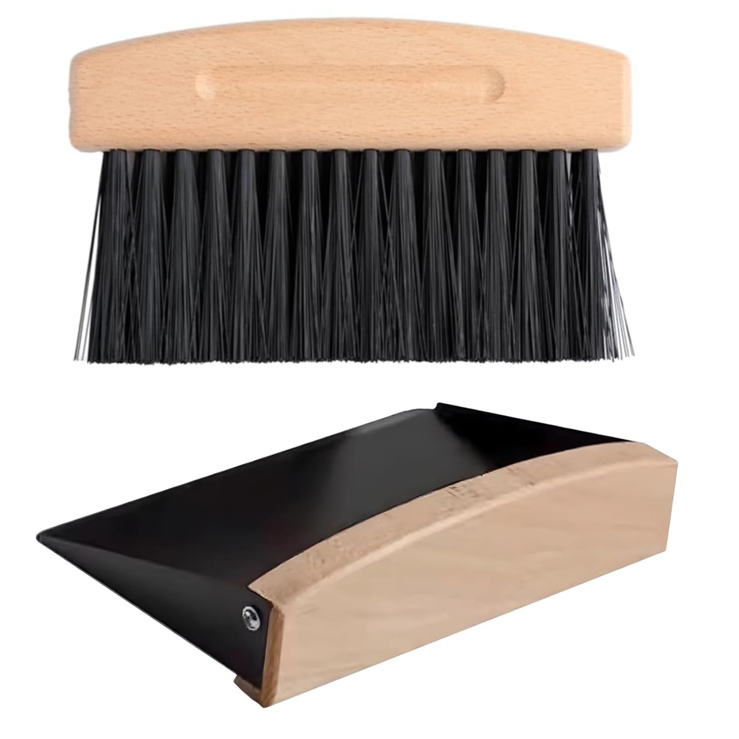 Bessy shop Small Dustpan and Brush Set, Mini Wooden Table Brush Portable Mini Broom Tabletop Brush Set for Kitchen Bedroom Countertop Table Debris,Black