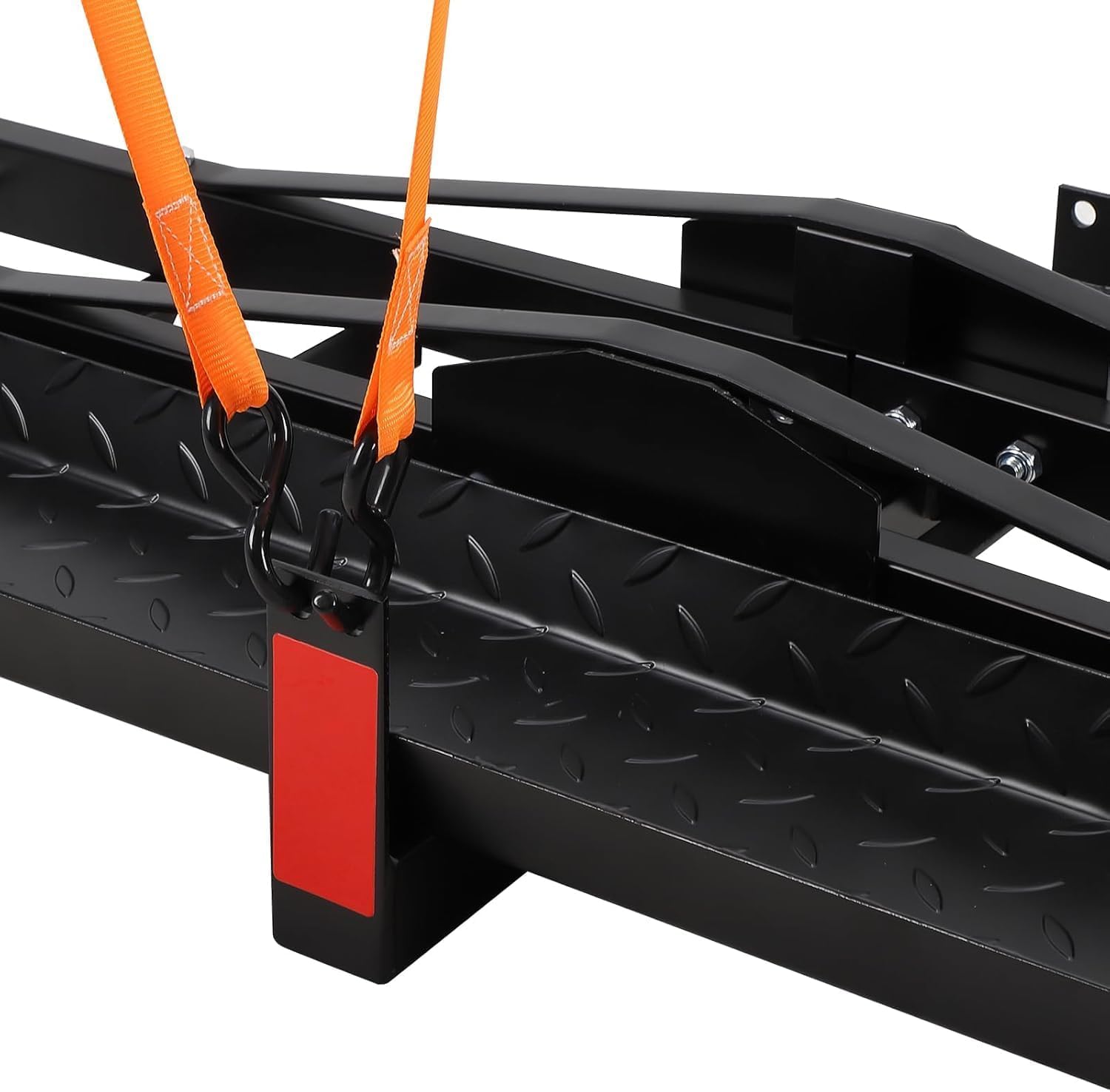 Schwerlast Motorradträger für 2" Anhängerkupplung, 227 kg (500 lbs) Tragkraft, mit Abnehmbarer Stahlrampe, Anti-Wackel-Stabilisator & 4 Spanngurten, geeignet für Motorräder, E-Bikes, Dirt Bikes, Pkw,