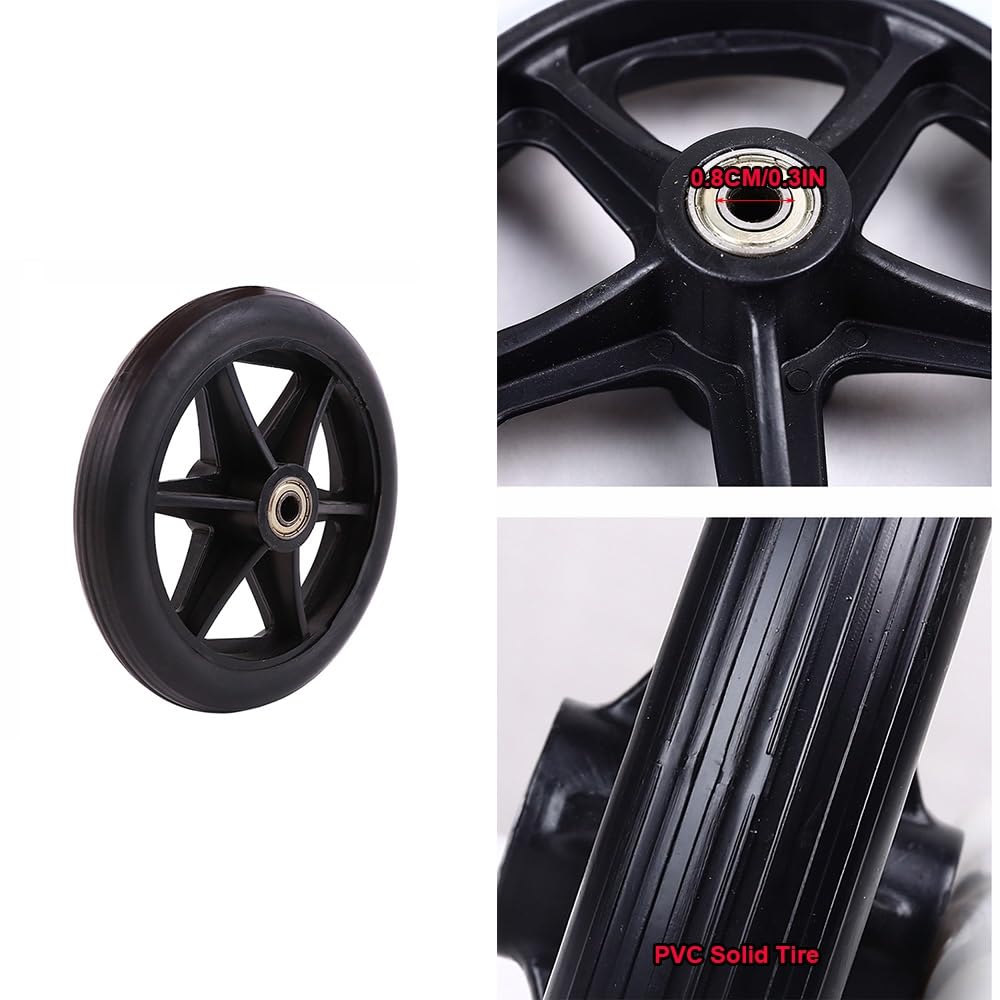 Ruedas Delanteras de Repuesto para Silla de Ruedas de 6, 7 y 8 Pulgadas, 2 Unidades, sólidas, Antideslizantes y antipinchazos (20 cm y 8 Pulgadas)