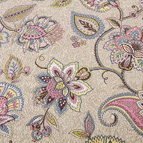 Dodou Queen Size European Gorgeous Floral Pattern Bedspread Quilt Sets-Reversible Patchwork Coverlet Set Patchwork Quilt Bedding Set 3Pc #TOP2