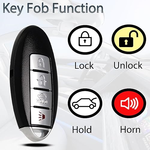 Miniatura 5 de Llavero inteligente sin llave compatible con Nissan Versa Sentra 2013 2014 2015 2016 2017 2018 2019 reemplazo de llave de control remoto de