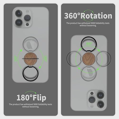 Miniatura 6 de Carveit Soporte de anillo para teléfono celular con diseño de madera maciza, soporte de metal compatible con iPhone 16 Pro Max 13 14 Galaxy S24
