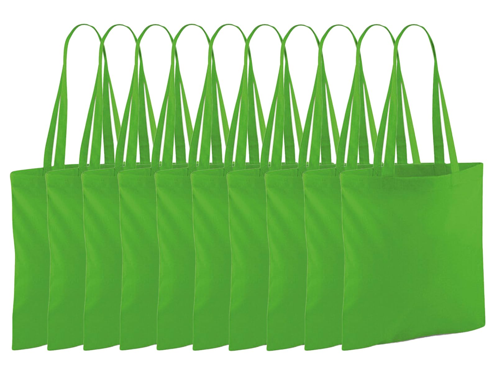 NGWorld Pack of Eco-Friendly Cotton Tote Bags - 10 x Apple Green - One Size