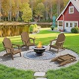 LUE BONA HDPE Folding Adirondack Chair, Cup Holder, Set of 2, Brown