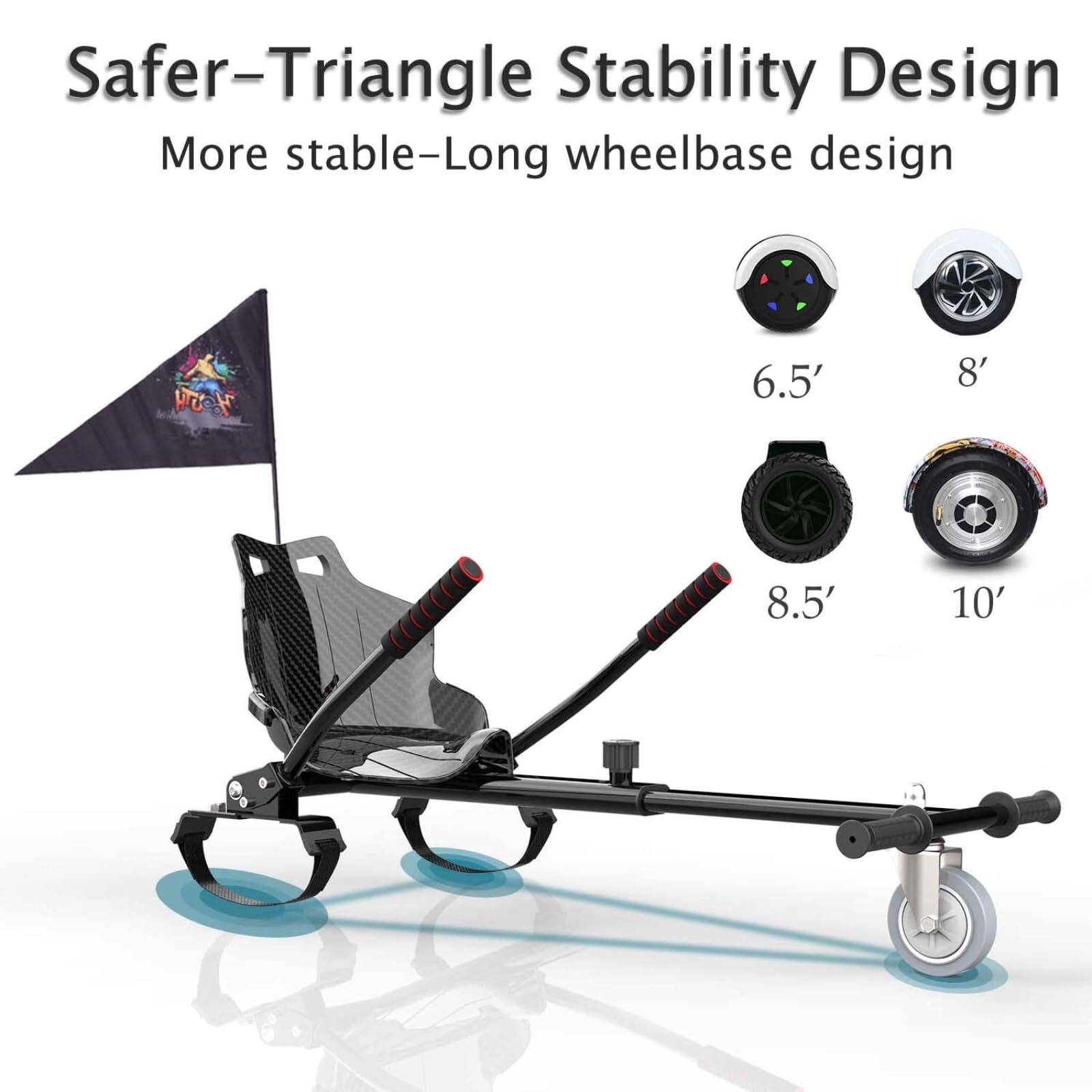 Hoverkart pour Hoverboard, Siège pour Scooter und Gokart, Selle pour hoverboards, compatible avec Hoverboards de 6,5, 8,5 et 10 Pouces