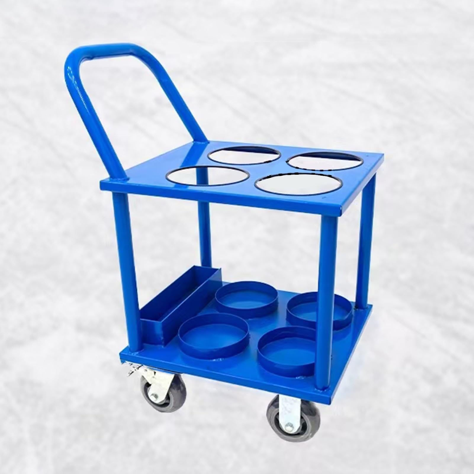 GTHTUHFD Gas Cylinder Rack, Oxygen Cylinder Rack Cart Holds 4/6 /8 Tanks, Heavy-Duty Trolley With 4 Wheels,Blue-4 Slots,Blue-4 slots