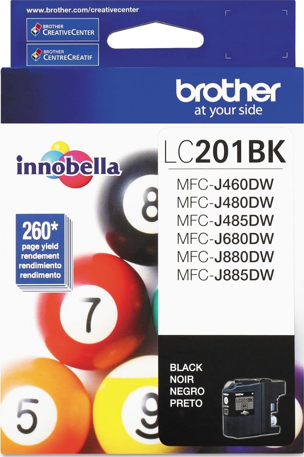 Brother Genuine Standard Yield Black Ink Cartridge, LC201BK, Replacement Black Ink, Page Yield up to 260 Pages, Amazon Dash Replenishment Cartridge Black Pack of 1