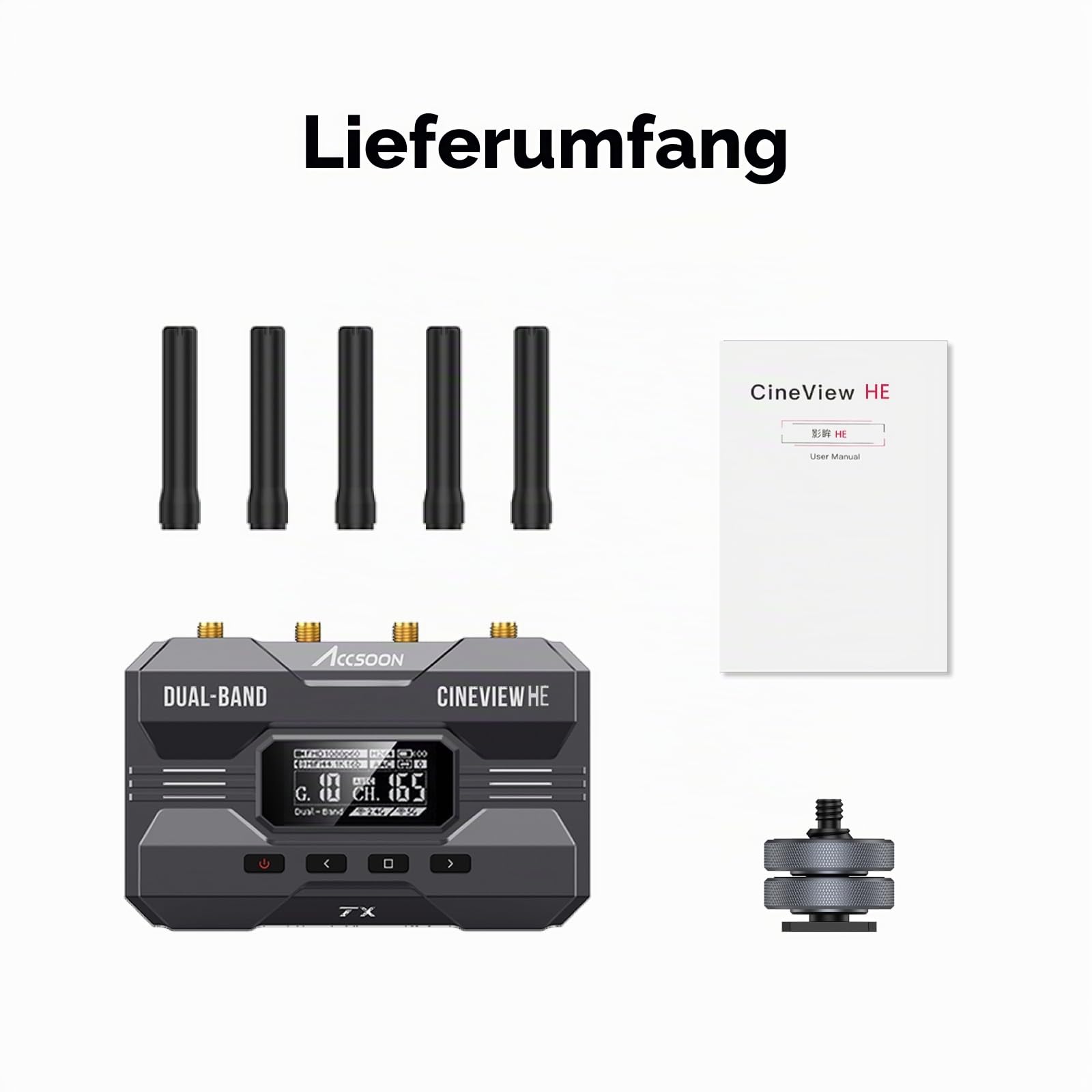 Accsoon CineView HE HDMI Wireless Transmitter, Dualband 1080p60 Kabelloses Videoübertragungssystem, 350 m Reichweite, 0,06 s Latenz, Überwachung von 4 Geräten (nur Sender)