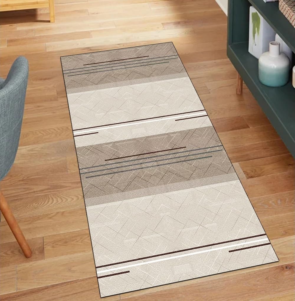 Alfombra de pasillo antideslizante beige que evita resbalones en la cocina