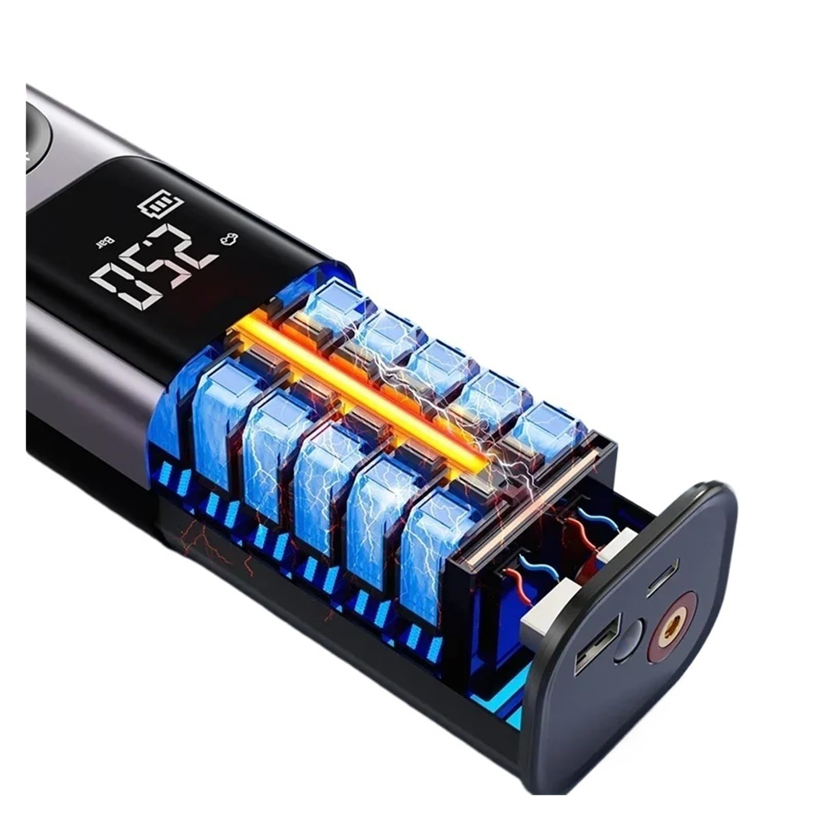 Elektryczna pompka powietrza, 150PSI Pompka samochodowa do pompowania opon 12V przenośna sprężarka powietrza do samochodów do pompowania opon(Nero)