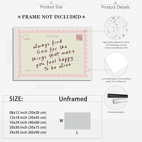 Miniatura 2 de Arte de pared inspirador para mujer, póster rosa con texto en inglés "Always Find Time", impresión retro de afirmación, regalo estético para el