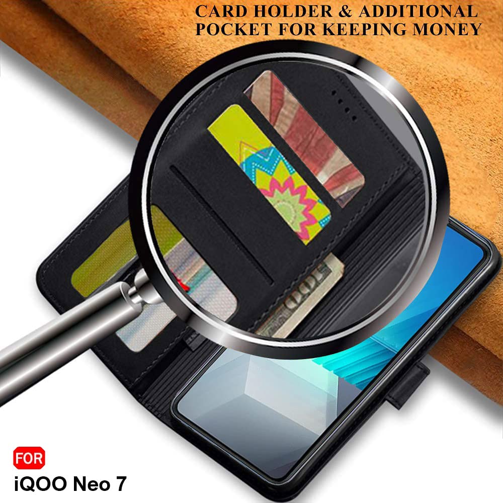 iQOO Neo 7 Flip Cover - Genuine Leather Style -6