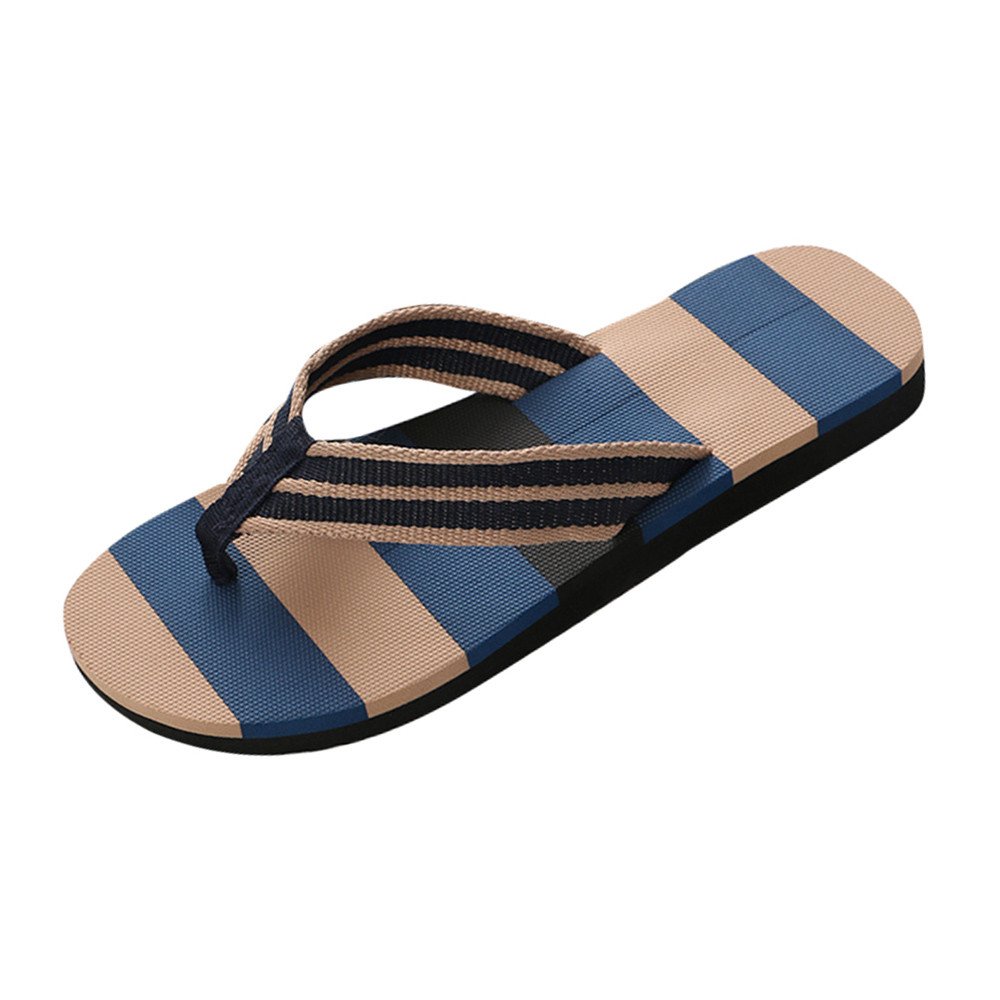 Mens Flip Flops Summer Shower Shoes Stripe Mixed Colors Sandals Non Slip Casual Beach Slipper Indoor Or Outdoor